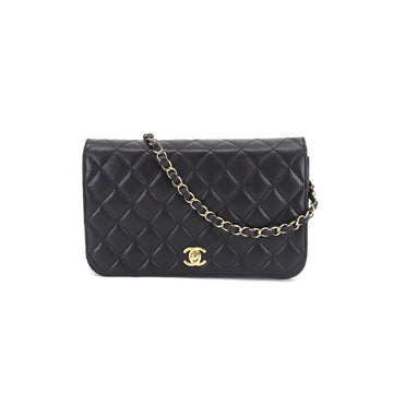 CHANEL matelasse chain shoulder bag leather black gold metal fittings Matelasse Bag