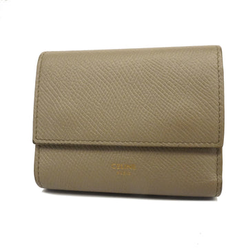 CELINEAuth  Small Trifold Wallet Women's Leather Wallet [tri-fold] Grayish