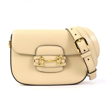 GUCCI Crossbody Shoulder Bag Horsebit 1955 Leather Beige Ladies 658574