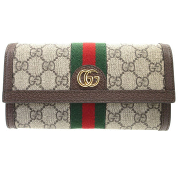 GUCCI Sherry GG Marmont 523153 Continental Supreme Leather Beige Brown Bifold Long Wallet