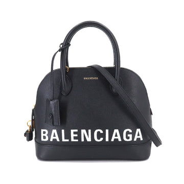 BALENCIAGA Ville Top Handle S 2way Hand Shoulder Bag Leather Black White 518873