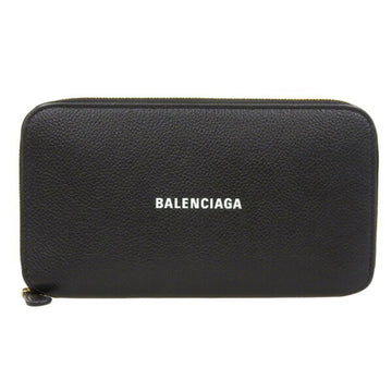 BALENCIAGA leather round long wallet 594290 black