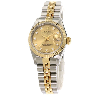 ROLEX 69173G Datejust 10P Diamond Watch Stainless Steel SSxK18YG Ladies