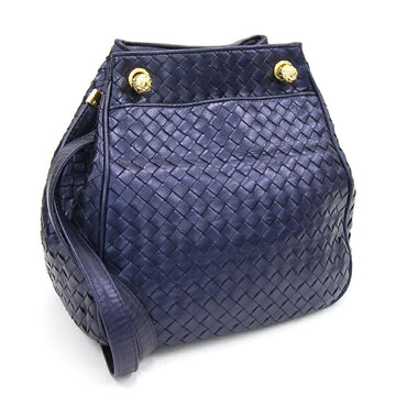 Bottega Veneta Tote Bag Intrecciato Navy Purple Metallic Leather Shoulder Old Classic Retro BOTTEGA VENETA