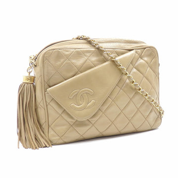 Chanel Bag Matelasse Ladies Beige Lambskin Leather Tassel Cocomark