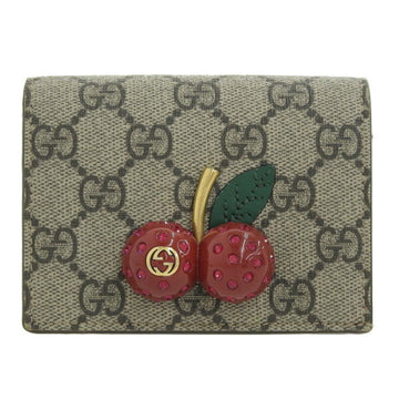 GUCCI GG Supreme Cherry Bifold Wallet 476050 Beige