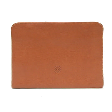 LOEWE Clutch Bag Brown Leather Men's Document Round Case