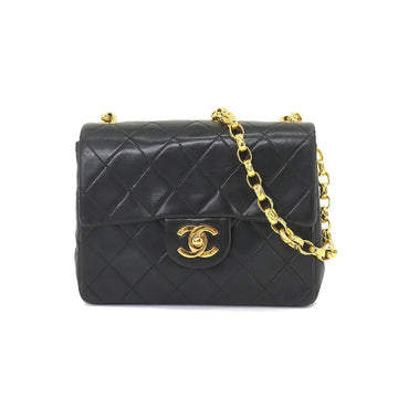 CHANEL Mini Matelasse Bijou Chain Shoulder Bag Leather Black Gold Hardware Vintage