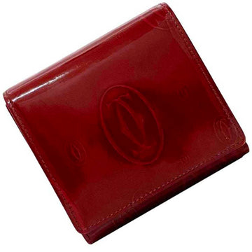 CARTIER Trifold Wallet Red Happy Birthday L3000720 Leather Fold HBD Flap Women's Men's