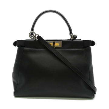 FENDI Peek-A-Boo 2way Shoulder Bag Black leather 8BN226