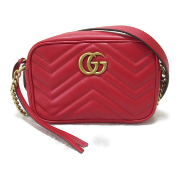 GUCCI GG Marmont Shoulder Bag Red leather 448065