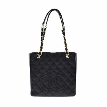 Chanel matelasse PST tote old metal fittings black ladies caviar skin bag