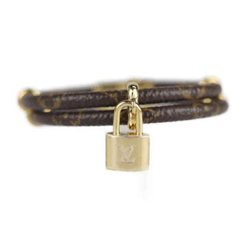 LOUIS VUITTON Brasserie Keep It Twice Bracelet M6640F Monogram Canvas Metal Brown Gold Fittings