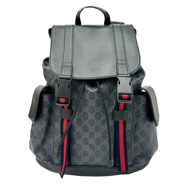 GUCCI Backpack Rucksack PVC Leather 495563 GG Supreme Black Gray Men Women