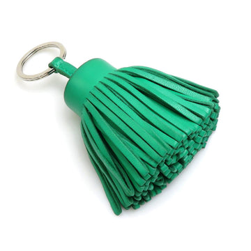 HERMES Keyring Keychain Carmen Leather/Metal Green/Silver Unisex