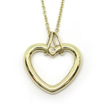 TIFFANY K18YG Heart 1P Diamond Necklace Women's
