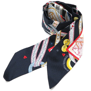 HERMES Twilly PIQUE DAME DE COEUR Women's Scarf 100% Silk Multi