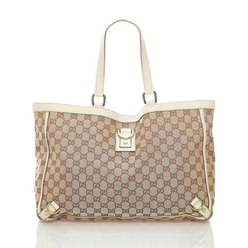 Gucci GG Canvas Abbey Handbag Tote Bag 141472 Beige Leather Ladies GUCCI