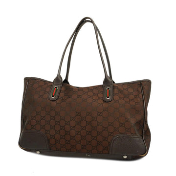 GUCCI tote bag Sherry line GG nylon 293592 brown silver hardware ladies