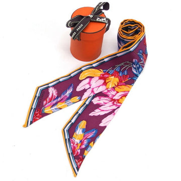 HERMES Brazil Twilly Purple [Red Purple] x Multicolor Scarf Muffler