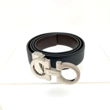 SALVATORE FERRAGAMO Leather Belt Gancini Black Ladies