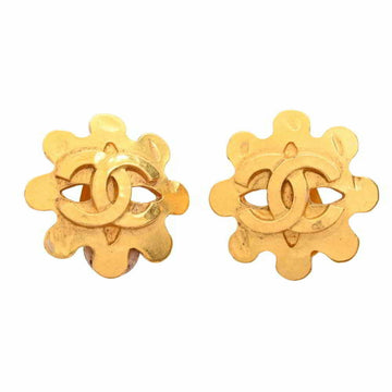 Chanel here mark earrings gold metal