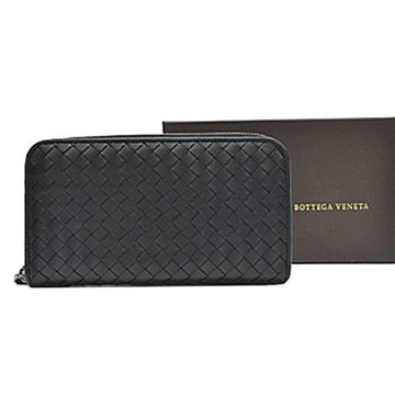 BOTTEGA VENETA BOTTEGAVENETA Round Zipper Long Wallet Intrecciato Leather Black Unisex