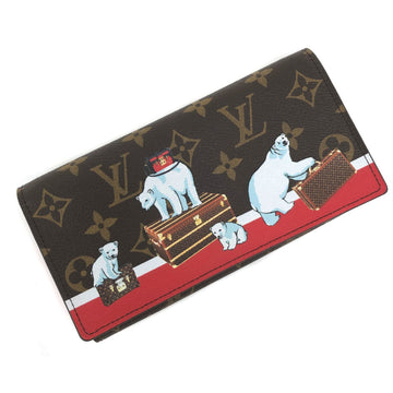 Louis Vuitton Long Wallet Monogram Portofeuil Sara M62086 Polar Bear Canvas Brown Ladies LOUIS VUITTON