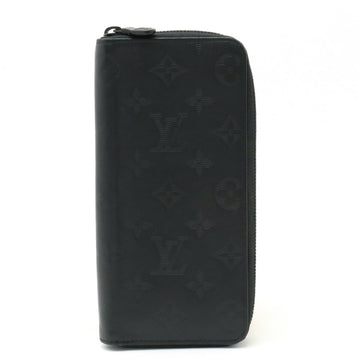 LOUIS VUITTON Monogram Shadow Zippy Wallet Vertical Round Long Leather Black M62902