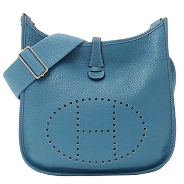 HERMES Women's Shoulder Bag Evelyn 3 PM Taurillon Clemence Blue Jean Light N Stamp