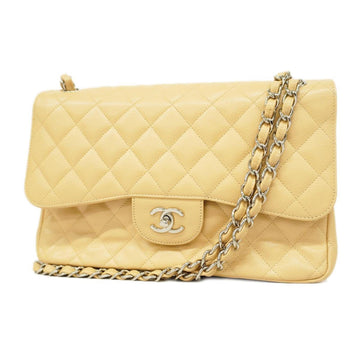 CHANEL Shoulder Bag Big Matelasse W Flap Chain Caviar Skin Light Beige Silver Hardware Women's