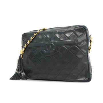 CHANEL Shoulder Bag Matelasse Chain Lambskin Black Ladies