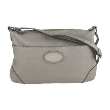 FENDI Selleria Shoulder Bag 8BT194 Leather Metallic Gray Messenger