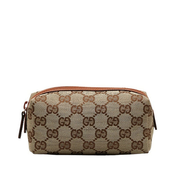 GUCCI GG Canvas Pouch 29596 Beige Brown Leather Women's