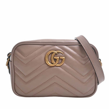 GUCCI GG Marmont Leather Chain Shoulder Bag 448065 Pink Beige Women's