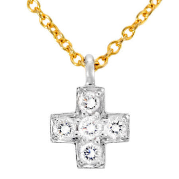 TIFFANY&Co diamond 5P cruciform cross pendant necklace K18YG×Pt850 750