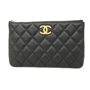 CHANEL Pouch Matelasse Caviar Skin Black Ladies