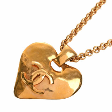 CHANEL Heart here mark long chain pendant necklace gold ladies
