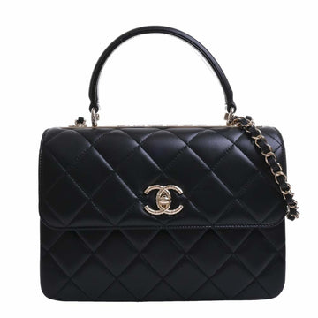 CHANEL Lambskin Matelasse Coco Mark Chain Shoulder Bag Black Women's