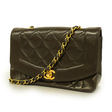 CHANEL Shoulder Bag Diana Chain Lambskin Black Gold Hardware Women's