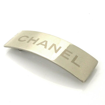 CHANEL barrette logo metal silver ladies