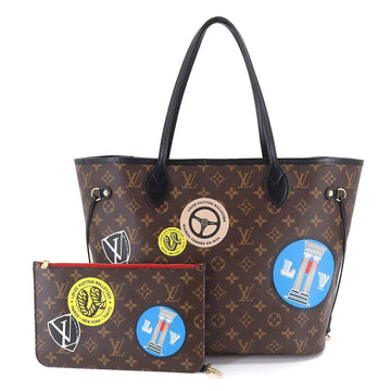 LOUIS VUITTON Monogram Neverfull MM My LV World Tour Tote Bag Brown Black