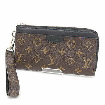 LOUIS VUITTON Zippy Dragonne Monogram Canvas Leather Black/Brown M69407 Long Wallet with Wrist Strap Smartphone Storage