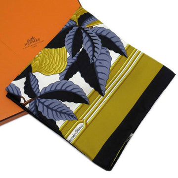 HERMES Scarf Carre 90 Les Perroquets Parrot Black Brown Gray Silk
