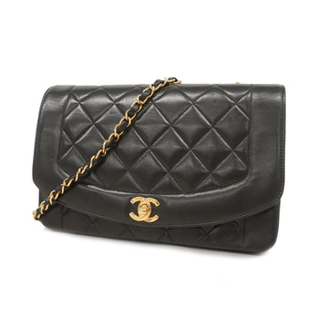 Chanel Matelasse Diana Flap Single Chain Women's Leather Shoulder Bag Black