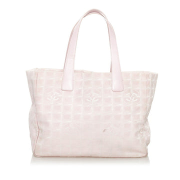 Chanel new line tote bag pink nylon leather ladies CHANEL