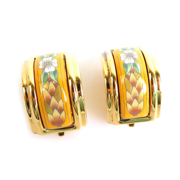 HERMES Earrings Cloisonne Metal/Enamel Gold/Yellow/White Women's