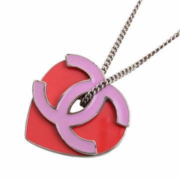 CHANEL Heart here mark necklace pink/red ladies