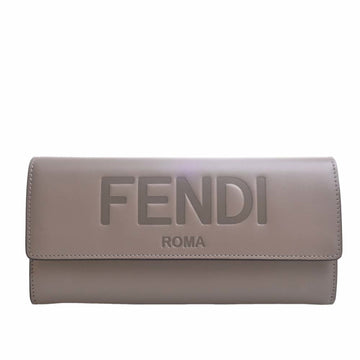 FENDI Leather Continental Bifold Long Wallet 8M0251 Greige Ladies