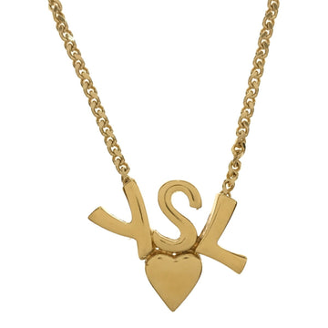 YVES SAINT LAURENT Heart Logo Necklace Gold Accessory Chain Ladies